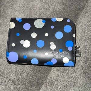 Kate Spade Black and Blue Polka Dot Wallet